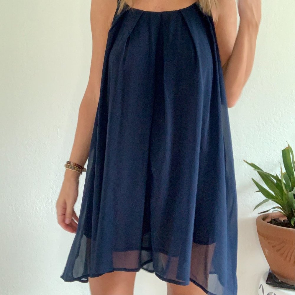 Sheer Navy Mini Dress